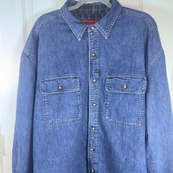 Banana Republic Men's XL‎ Denim Shacket Quilted Lined Heavy Cotton Jacket Blue - Picture 3 of 12